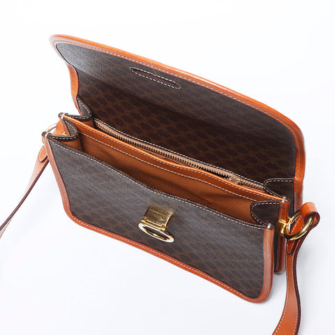 CELINE Macadam PVC Shoulder Bag Brown WS11173