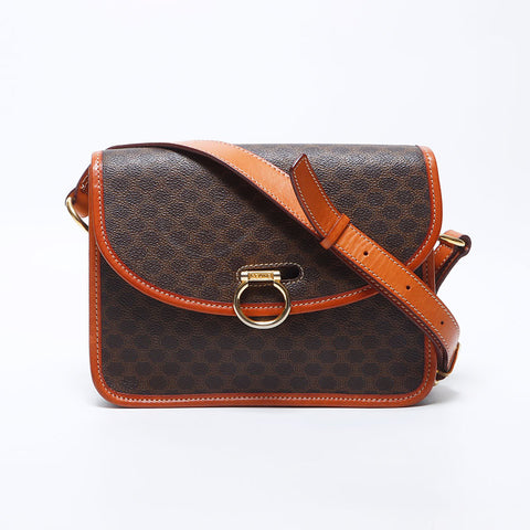 CELINE Macadam PVC Shoulder Bag Brown WS11173