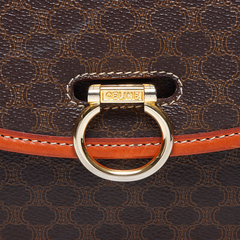 CELINE Macadam PVC Shoulder Bag Brown WS11173