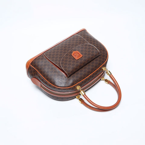 CELINE Macadam PVC Handbag Brown WS11174