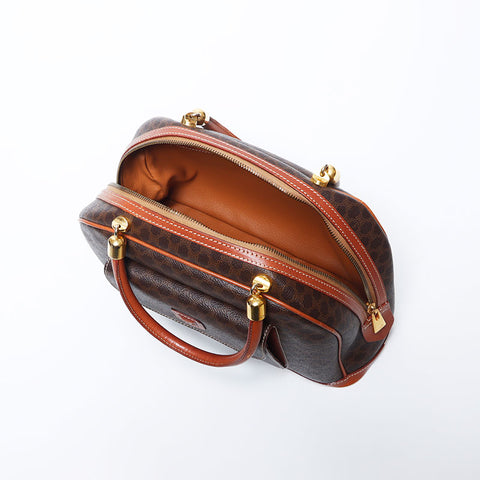 CELINE Macadam PVC Handbag Brown WS11174