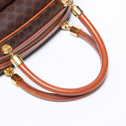 CELINE Macadam PVC Handbag Brown WS11174