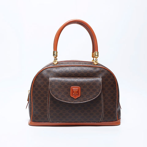 CELINE Macadam PVC Handbag Brown WS11174
