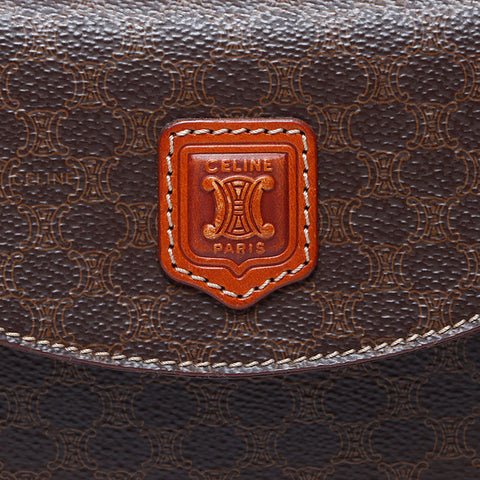 CELINE Macadam PVC Handbag Brown WS11174