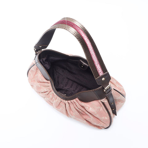 CELINE Macadam Canvas Trinoff Shoulder Bag Pink WS11175