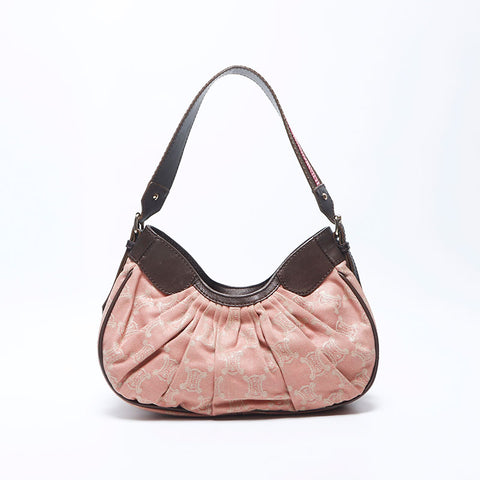 CELINE Macadam Canvas Trinoff Shoulder Bag Pink WS11175