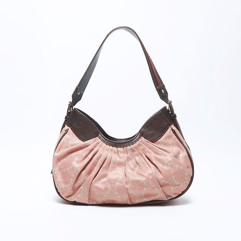 CELINE Macadam Canvas Trinoff Shoulder Bag Pink WS11175