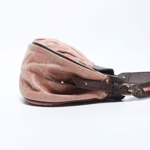 CELINE Macadam Canvas Trinoff Shoulder Bag Pink WS11175