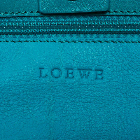 LOEWE Anagram Suede Silver Hardware Handbag Turquoise WS11176