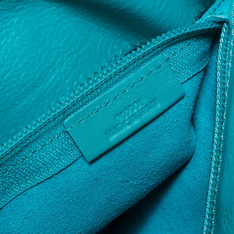 LOEWE Anagram Suede Silver Hardware Handbag Turquoise WS11176