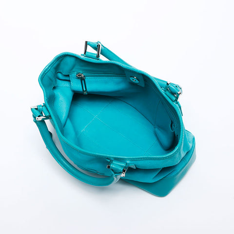 LOEWE Anagram Suede Silver Hardware Handbag Turquoise WS11176