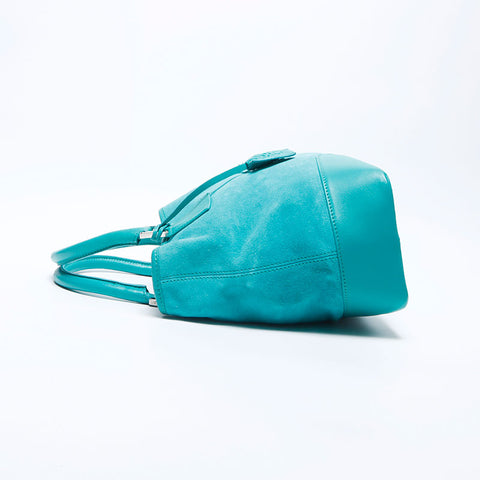 LOEWE Anagram Suede Silver Hardware Handbag Turquoise WS11176
