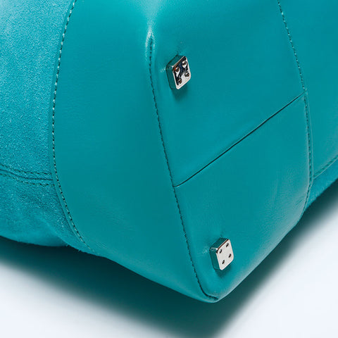 LOEWE Anagram Suede Silver Hardware Handbag Turquoise WS11176