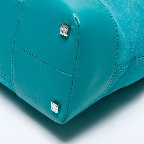 LOEWE Anagram Suede Silver Hardware Handbag Turquoise WS11176