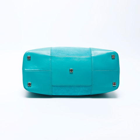 LOEWE Anagram Suede Silver Hardware Handbag Turquoise WS11176