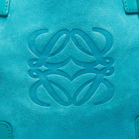 LOEWE Anagram Suede Silver Hardware Handbag Turquoise WS11176