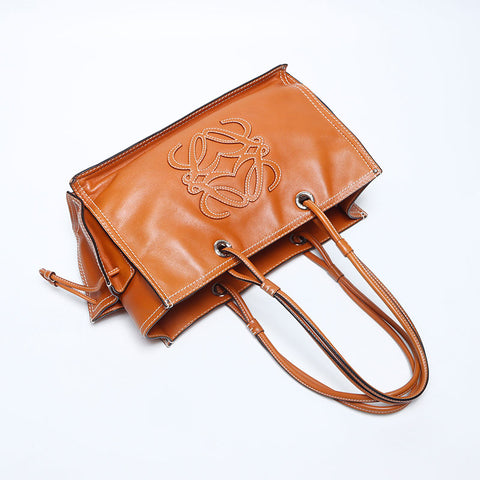Loewe Anagram皮革侧口袋手提袋棕色WS11177