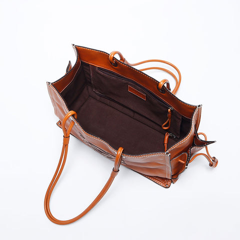 Loewe Anagram皮革侧口袋手提袋棕色WS11177
