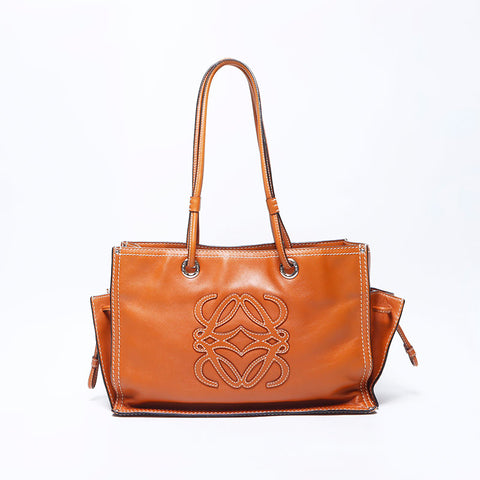 Loewe Anagram皮革侧口袋手提袋棕色WS11177