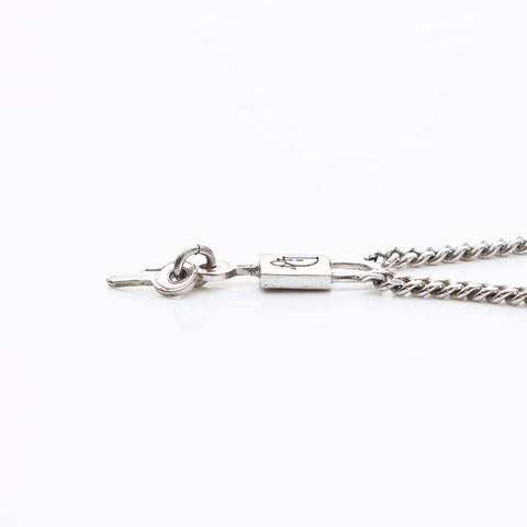 Christian Dior Padlock Lock Kette Logo Halskette Silber WS11178