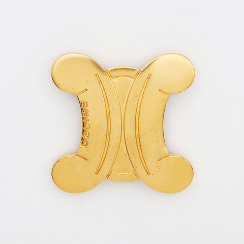 CELINE Trinoff Logo Brooch Gold WS11179