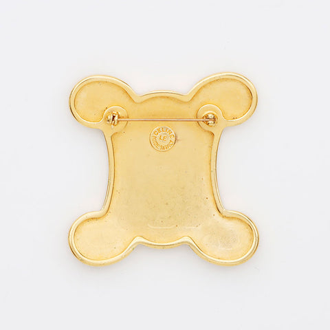 CELINE Trinoff Logo Brooch Gold WS11179
