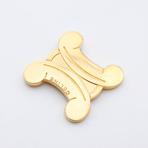 CELINE Trinoff Logo Brooch Gold WS11179