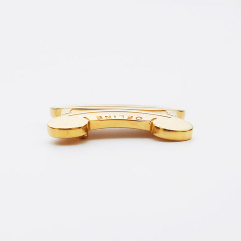 CELINE Trinoff Logo Brooch Gold WS11179