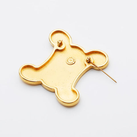 CELINE Trinoff Logo Brooch Gold WS11179