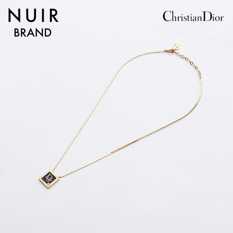 クリスチャンディオール Christian Dior ロゴ ラインストーン ネックレス ゴールド WS11192