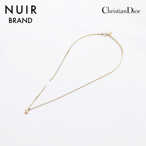 クリスチャンディオール Christian Dior CDロゴ ラインストーン ネックレス ゴールド WS11199