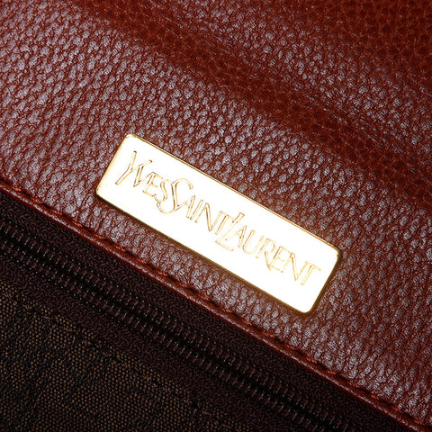 Yves Saint Laurent Yves Saint Laurent Laurent皮瓣YSL徽标肩袋棕色WS11205