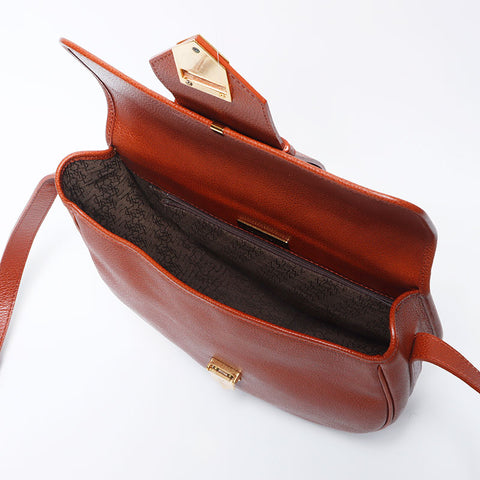 Yves Saint Laurent Yves Saint Laurent Laurent皮瓣YSL徽标肩袋棕色WS11205