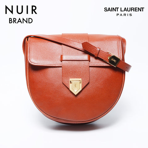 イヴ・サンローラン YVES SAINT LAURENT レザー フラップ YSL ロゴ ショルダーバッグ ブラウン WS11205