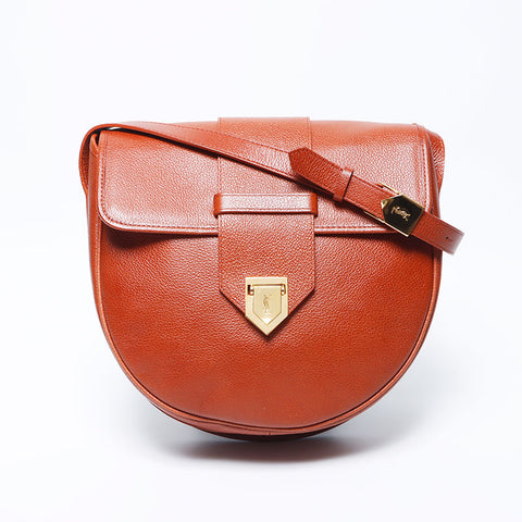 Yves Saint Laurent Yves Saint Laurent Laurent皮瓣YSL徽标肩袋棕色WS11205