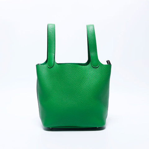HERMES W Stamp Picotin Taurillon Clemence SilverMetal 2024 Handbag green WS11207