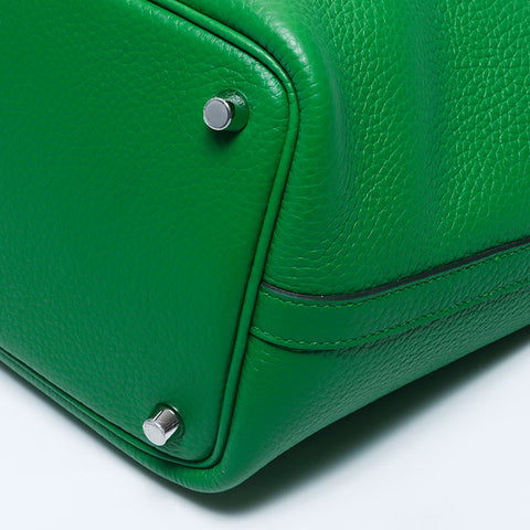 HERMES W Stamp Picotin Taurillon Clemence SilverMetal 2024 Handbag green WS11207