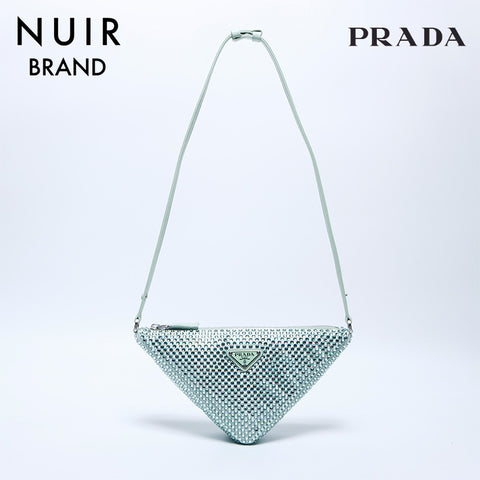 Prada 2022水钻水晶三角袋肩带绿色WS11208
