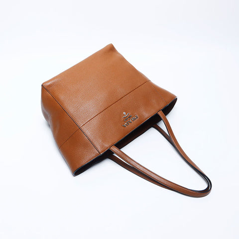 Prada Vittero Phoenix银色配件皮革手提袋棕色WS11211