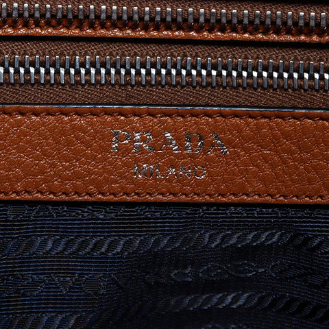Prada Vittero Phoenix银色配件皮革手提袋棕色WS11211