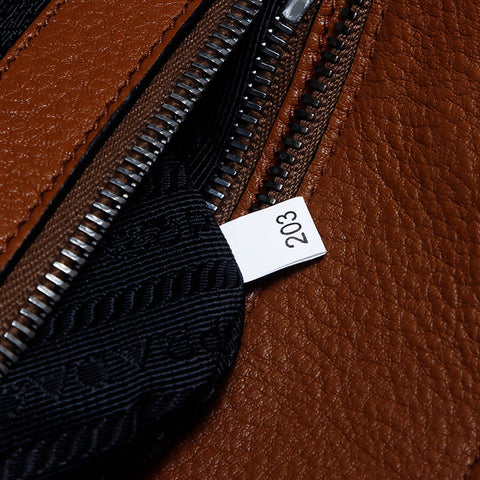 Prada Vittero Phoenix银色配件皮革手提袋棕色WS11211