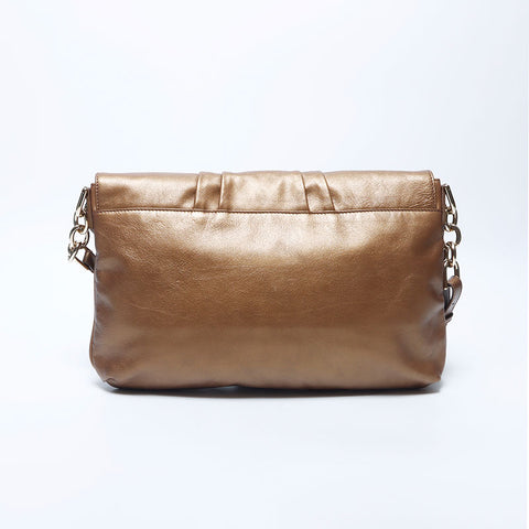 Fendi Mamma Bagget Leather铜牌肩带金色WS11213