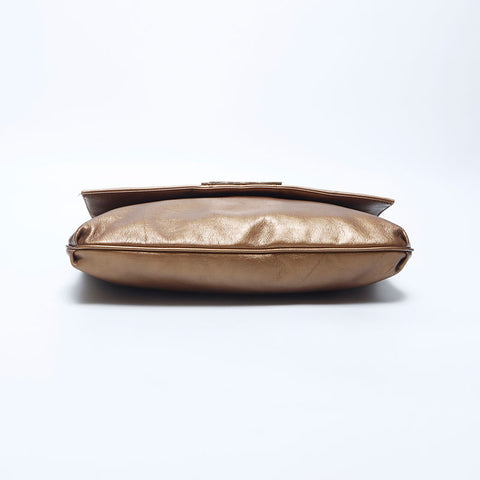 Fendi Mamma Bagget Leather铜牌肩带金色WS11213