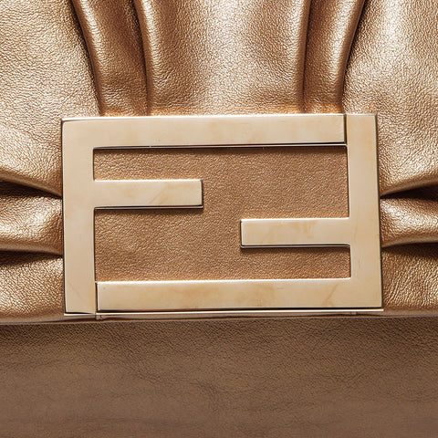 Fendi Mamma Bagget Leather铜牌肩带金色WS11213