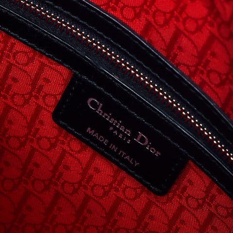 クリスチャンディオール Christian Dior レディディオール シルバー金具 2way レザー ラージ ハンドバッグ ブラック WS11216