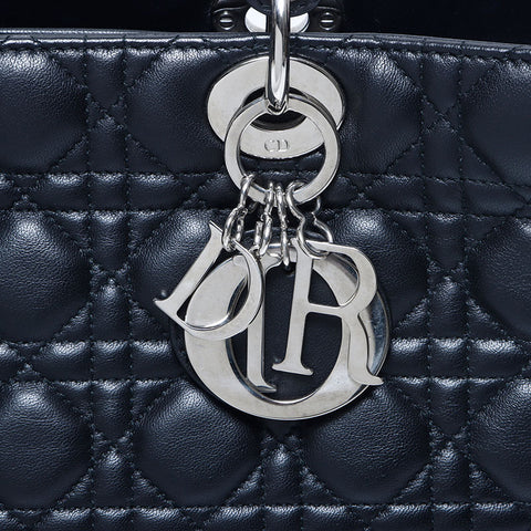 克里斯蒂安·迪奥（Christian dior Lady Dior）迪奥（Dior Dior）银色配件2向上皮革大型手提包黑色WS11216