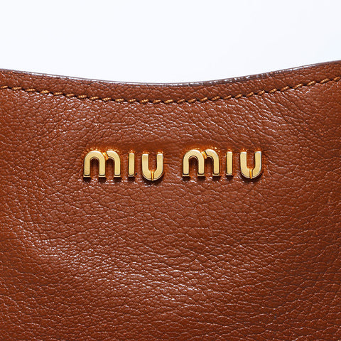 ミュウ ミュウ Miu Miu レザー 2way ハンドバッグ ブラウン WS11217