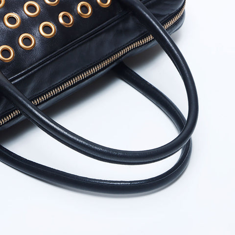 Prada Punged Leather饰钉手提包黑色WS11227