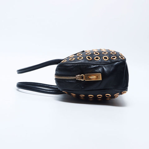 Prada Punged Leather饰钉手提包黑色WS11227