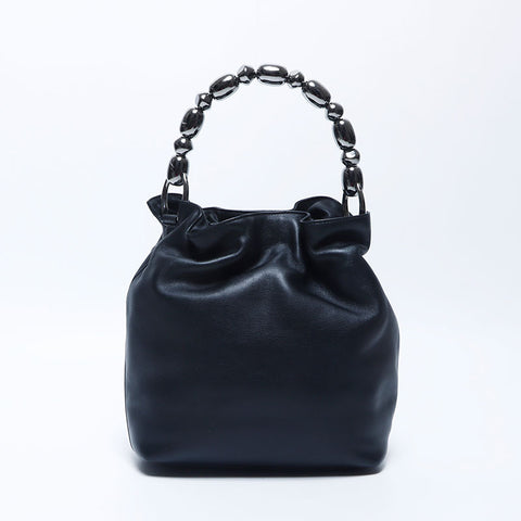 克里斯蒂安·迪奥（Christian Dior Maris）珍珠皮革银色手提包黑色WS11228